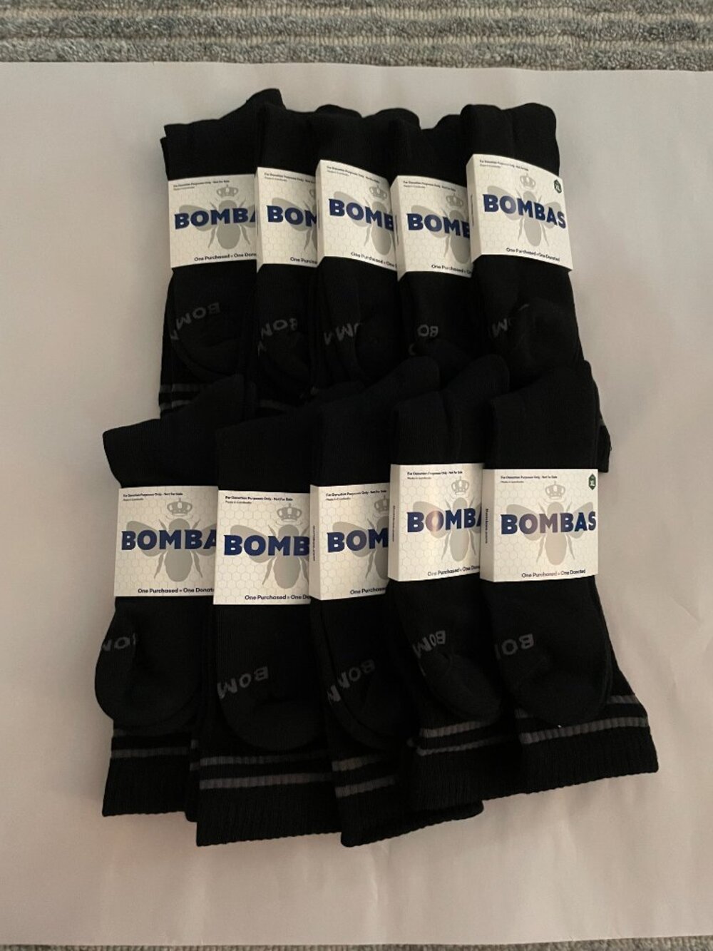 XL Bombas Half Calf Socks x 10 pairs BUNDLE Black NEW LOT UNISEX MENS ATHLETIC - Picture 3 of 8